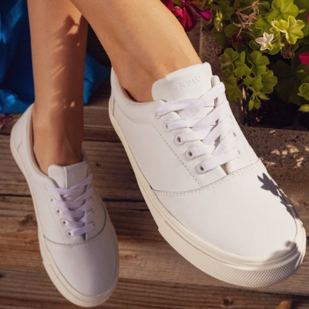 Toms Alpargata Fenix Sneakers 10 Womens Lace Up White Leather Lifestyle Casual